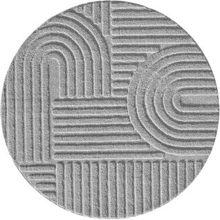 Tapis Rond à Relief Lena Gris 120x120cm