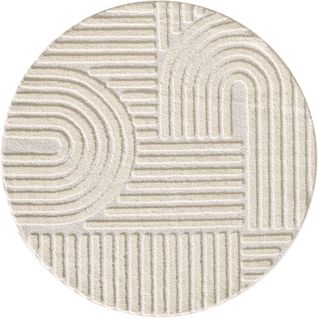 Tapis Rond à Relief Lena Crème 200x200cm