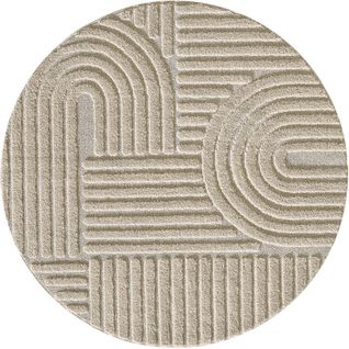 Tapis Rond à Relief Lena Beige 120x120cm
