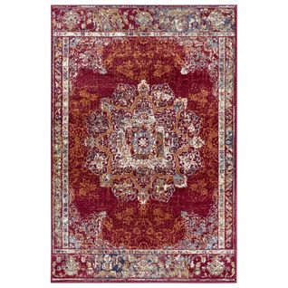 Tapis 160x235cm Style Vintage Madere Rouge