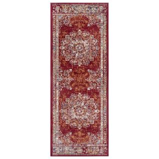Tapis 57x90cm Style Vintage Madere Rouge