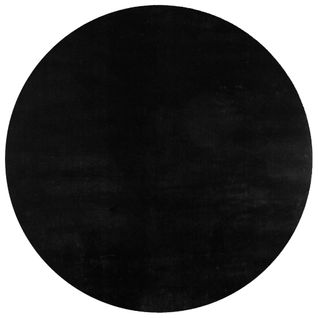 Tapis Rond à Poils Doux Lavable Noir 200x200cm