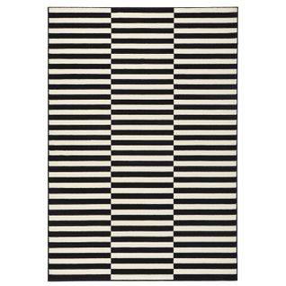Tapis 160x230cm Tissé Plat Rayé Noir Et Blanc Malmö