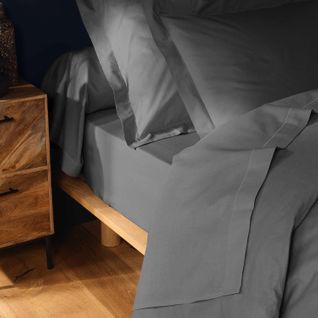 Drap Plat Lina - 100% Coton - Gris- Certifié