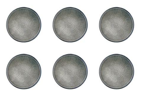 Lot De 6 Assiettes à Dessert En Grès Gris D22