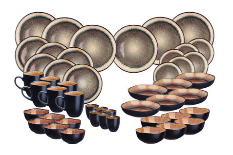 Lot De 48 Set Complet En Grès Marron D