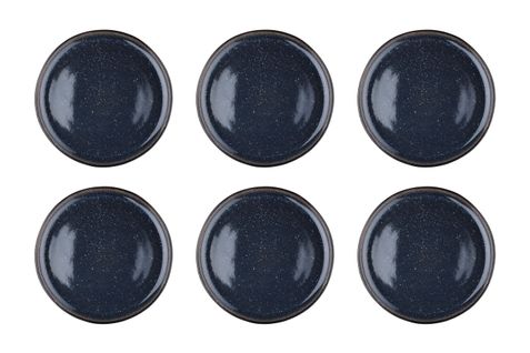Lot De 6 Assiettes Plates En Grès Bleu D26