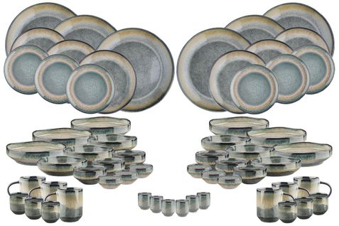 Lot De 60 Set Complet En Grès Gris D