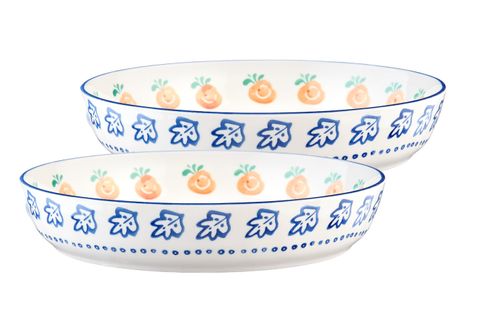 Lot De 2 Corbeilles à Fruits En Porcelaine De Haute Qualité (grade A), Peinte à La Main Blanc D25.5