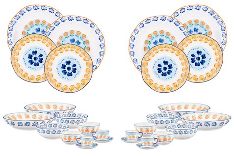 Lot De 28 Set Complet En Porcelaine De Haute Qualité (grade A), Peinte à La Main Blanc D