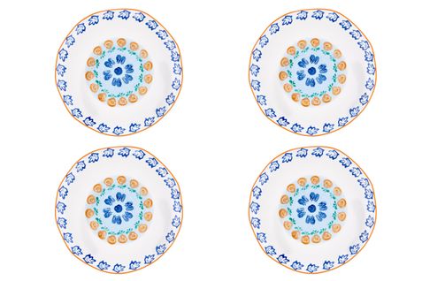 Lot De 4 Assiettes Plates En Porcelaine De Haute Qualité (grade A), Peinte à La Main Blanc D27