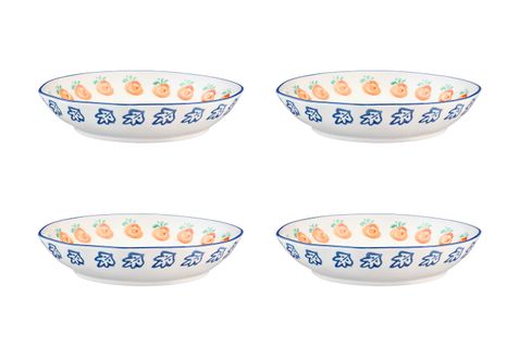 Lot De 4 Assiettes Creuses En Porcelaine De Haute Qualité (grade A), Peinte à La Main Blanc D21.5