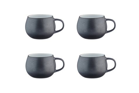 Lot De 4 Mugs En Grès Noir 70cl