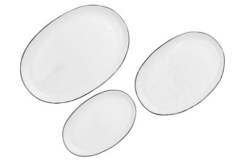 Lot De 3 Plateaux et Plats à Four En Grès Blanc D