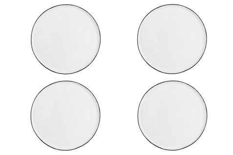 Lot De 4 Assiettes Plates En Grès Blanc D27.5