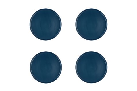 Lot De 4 Assiettes à Dessert En Grès Bleu D21.5