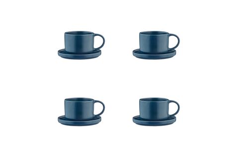 Lot De 4 Tasses En Grès Bleu D12