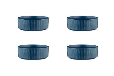 Lot De 4 Bols Moyens En Grès Bleu D16.5