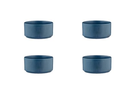 Lot De 4 Petits Bols En Grès Bleu D12