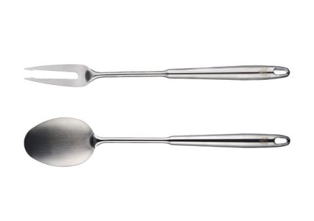 Lot De 2 Couverts à Salade En Inox Gris D