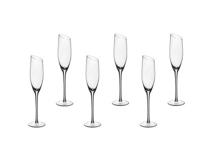 Lot De 6 Verres à Champagne En Cristallin (cristal Sans Plomb) Transparent D5