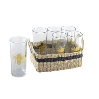 Verres Abeille Avec Panier - Lot De 6