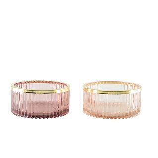 Bougeoirs 2 Couleurs Avec Bords Dorés 10.5x10.5x5cm - Lot De 2
