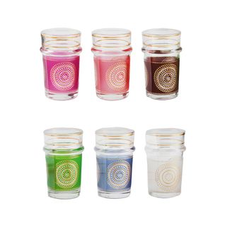 Tasses à Thé Dorées Arabesques 6 Couleurs - Lot De 6