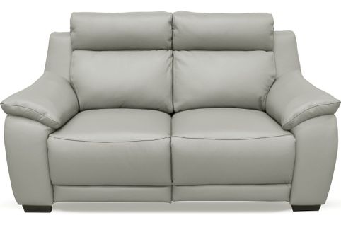 Canapé 2 Places Avec 2 Relax Bern 100% Tout Cuir Épais  Italien - 2 Relax Électriques,  Gris Clair