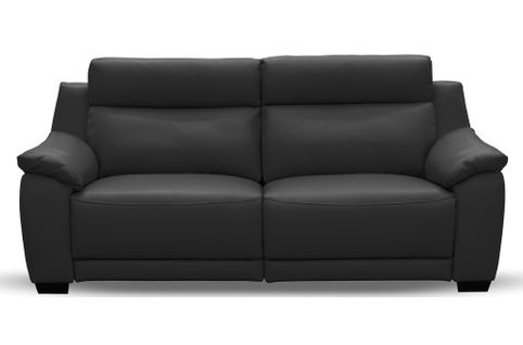 Canapé 3 Places Avec 2 Relax Bern 100% Tout Cuir Épais  Italien  - 2 Relax Électriques,  Noir