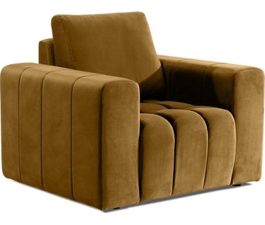 Fauteuil 1 Place Lazino En Velours Moutarde