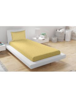 Ensemble Drap Housse Et Taie D'oreiller Jaune - 140x200cm