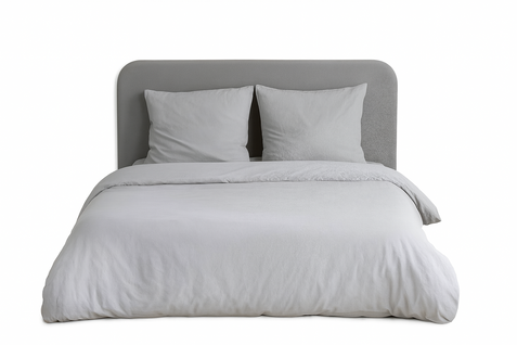 Parure De Lit Uni 2 Personnes Micro Lavée, Gris Clair, 260x240cm