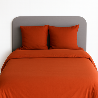 Parure De Lit Uni 2 Personnes Micro Lavée, Terracotta, 240x220cm