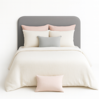 Parure De Lit Uni 2 Personnes Gaze De Coton, Blanc, 260x240cm