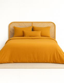 Parure De Lit Uni 2 Personnes Gaze De Coton, Miel, 240x220cm