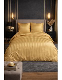 Parure De Lit Satin En Microfibre - Rayures Tissées