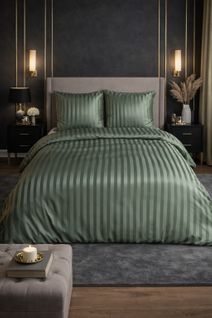 Parure De Lit Satin En Microfibre - Rayures Tissées