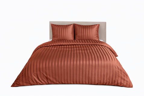 Parure De Lit Satin En Microfibre - Rayures Tissées