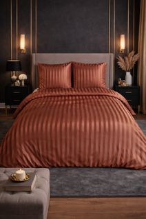 Parure De Lit Satin En Microfibre - Rayures Tissées