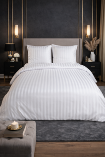 Parure De Lit Satin En Microfibre - Rayures Tissées