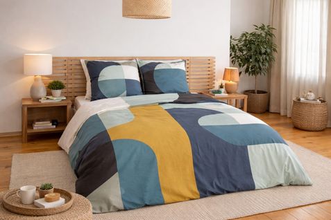 Parure De Lit Geometrique Colore - Style Moderne Et Énergie Lumineuse