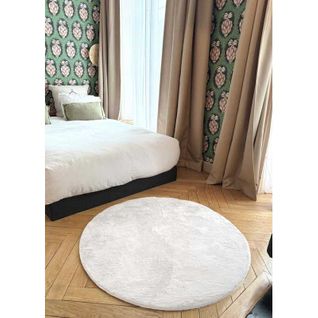 Tapis Doux Fourrure Uni - Laponie 01 Crème - 120x120 Cm