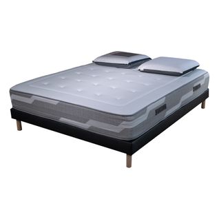Ensemble Matelas 90x190cm Ressorts Ensachés Select Avec 1 Oreiller Visco 60x60 Et Sommier Kit Gris