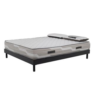 Ensemble Matelas Ressorts Ensachés Select - 140x200cm Et 2 Oreillers 70x40 Et Sommier Kit Gris