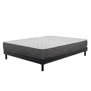 Ensemble Matelas Mousse Luxe - 140x200cm - Mousse Et Sommier Kit Gris