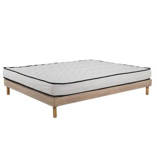 Ensemble Matelas Mousse Confort - 140x200cm - Mousse - 18 Cm Et Sommier Kit Couleur Chêne