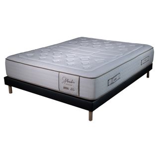 Ensemble Matelas Royal - 140x190 - Ressorts - 32 Cm - Sommier Tapissier Simili Noir