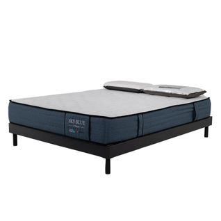 Ensemble Matelas Sky Blue - 160x200 Avec 2 Oreillers 70x40 - Mémoire - 28 Cm - Sommier Kit Gris