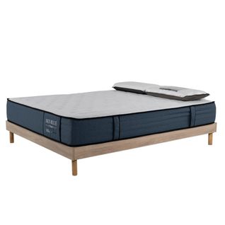 Ensemble Matelas Sky Blue - 160x200 Avec 2 Oreillers 70x40 - Mémoire - 28 Cm - Sommier Kit